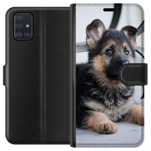 Samsung Galaxy A51 Lompakkokotelo Saksanpaimenkoira Puppy