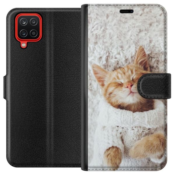 Samsung Galaxy A12 Lompakkokotelo Kitten Neule