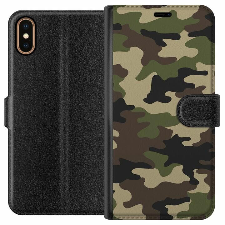 Apple iPhone X Plånboksfodral Woodland Camo