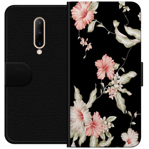 OnePlus 7 Pro Lompakkokotelo Kukkakuvio Musta