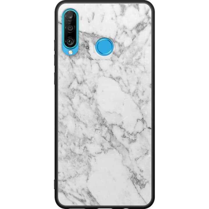 Huawei P30 lite Svart Skal Marmor Vit