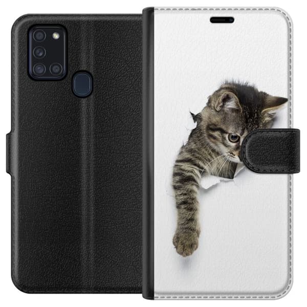 Samsung Galaxy A21s Plånboksfodral Katt