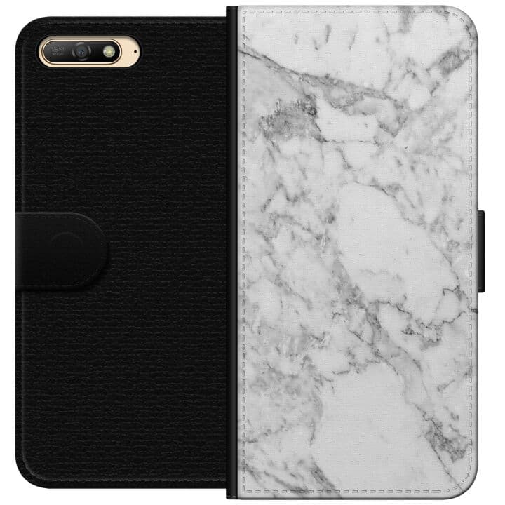 Huawei Y6 (2018) Plånboksfodral Marmor Vit