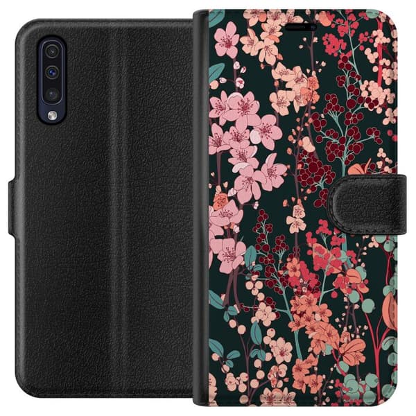 Samsung Galaxy A50 Lompakkokotelo Kukat