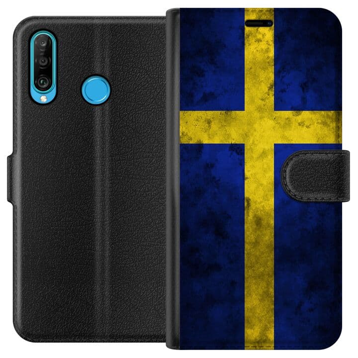 Huawei P30 lite Plånboksfodral Sverige Flagga