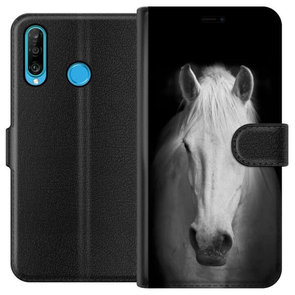 Huawei P30 lite Tegnebogsetui Hvid Hest