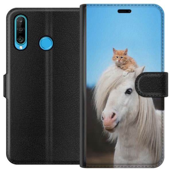 Huawei P30 lite Tegnebogsetui Hest & Kat