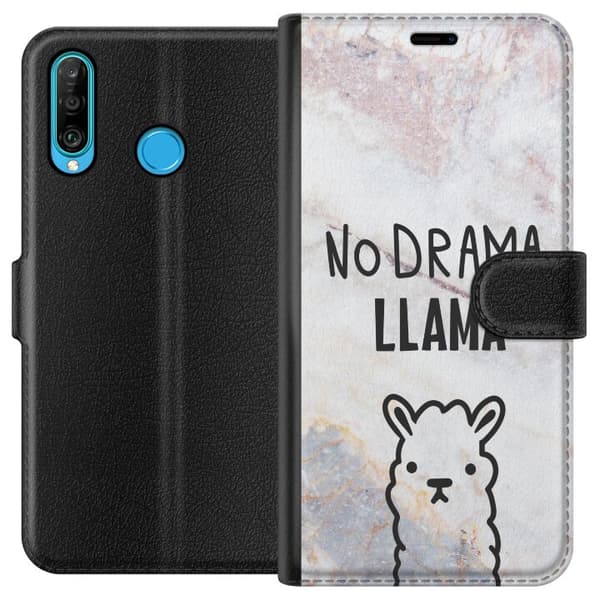 Huawei P30 lite Lommeboketui Llama Marble