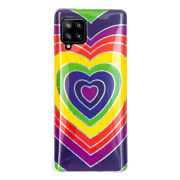Samsung Galaxy A42 5G Skal Motiv Färgglatt Hjärtmönster