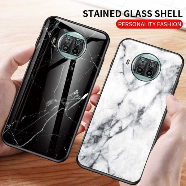 Xiaomi Mi 10 Marble Shell 9H hærdet glas tilbage Glassback® V2