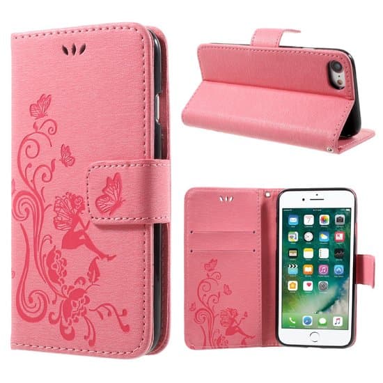 iPhone SE (2020) / 7 / 8 plånboksfodral - rosa fjärilar