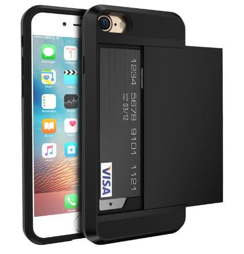 iPhone SE (2020) / 7 / 8 hybridfodral med plats för 2 kort - svart