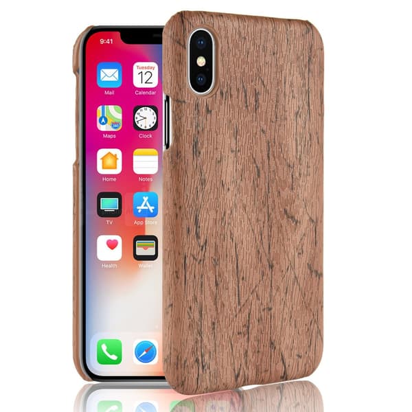 iPhone XS / iPhone X Back Cover Case med konstgjorda läderavtryck