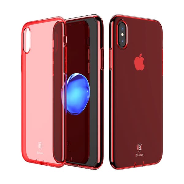 Baseus Simple Series Clear TPU -sag til iPhone X / XS 5.8 tommer - rød