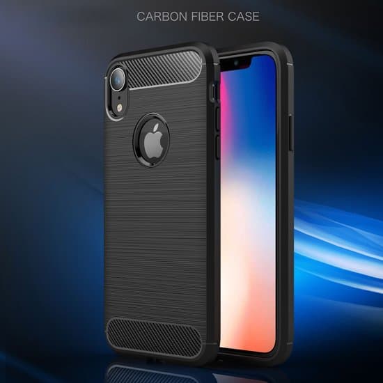 Kolfiberborstad TPU fodral till iPhone XR - svart