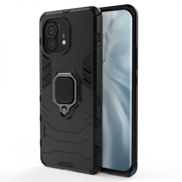 Xiaomi Mi 11 stødsikkert dæksel med ringholder tynd armor