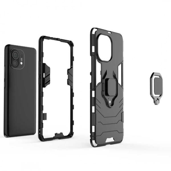 Xiaomi Mi 11 stødsikkert dæksel med ringholder tynd armor