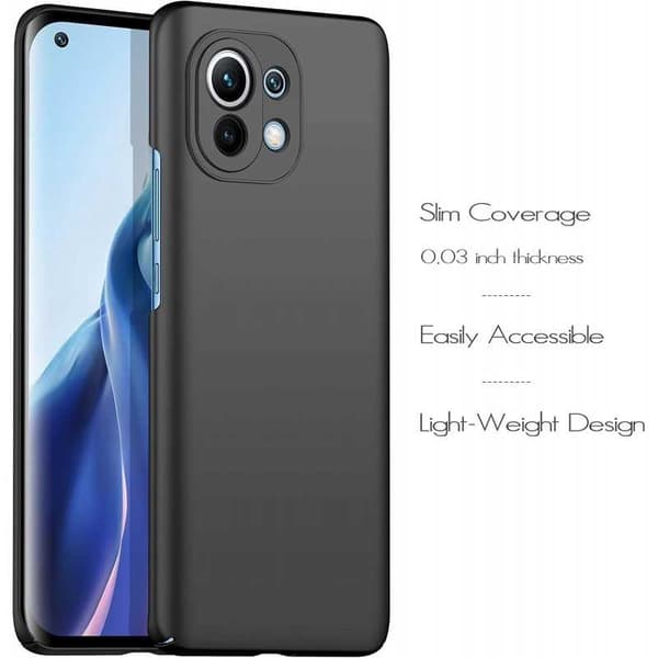 Xiaomi Mi 11 Ultra-ohut kumipinnoitettu mattamusta Cover Basic V2