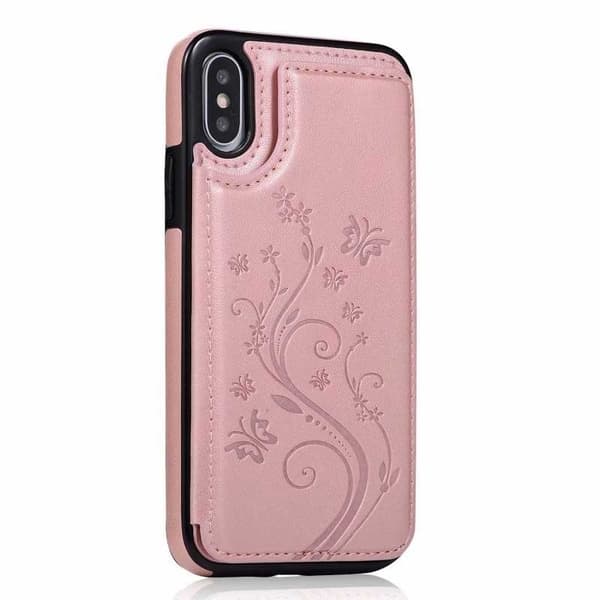 iPhone X Stöttåligt Skal Korthållare 3-FACK Flippr V2 - Rosenguld