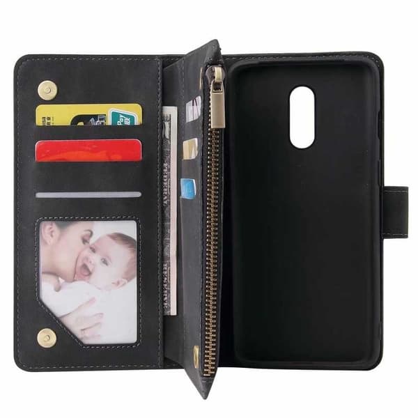 OnePlus 7 multifunktionelt pung etui Lynlås 8-rum