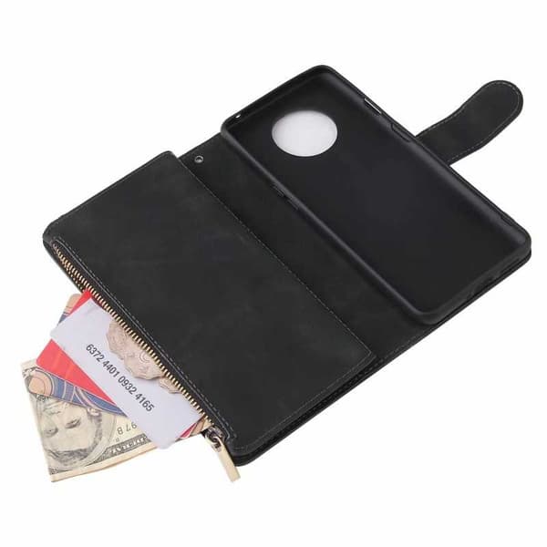 OnePlus 7T multifunktionelt pung etui Lynlås 8-rum