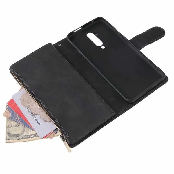 OnePlus 7T Pro -monitoiminen lompakkokotelo, vetoketjullinen 8 tasku