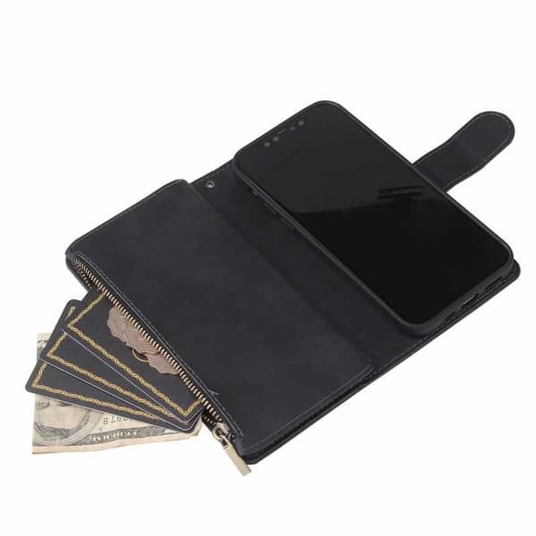 iPhone 12/12 Pro Multifunktionellt Plånboksfodral Zipper 8-Fack