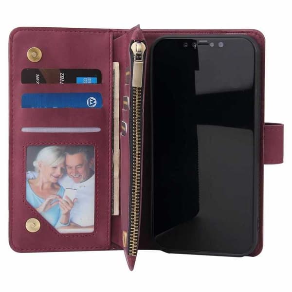 iPhone 12 Pro Max Multifunktionellt Plånboksfodral Zipper 8-Fack