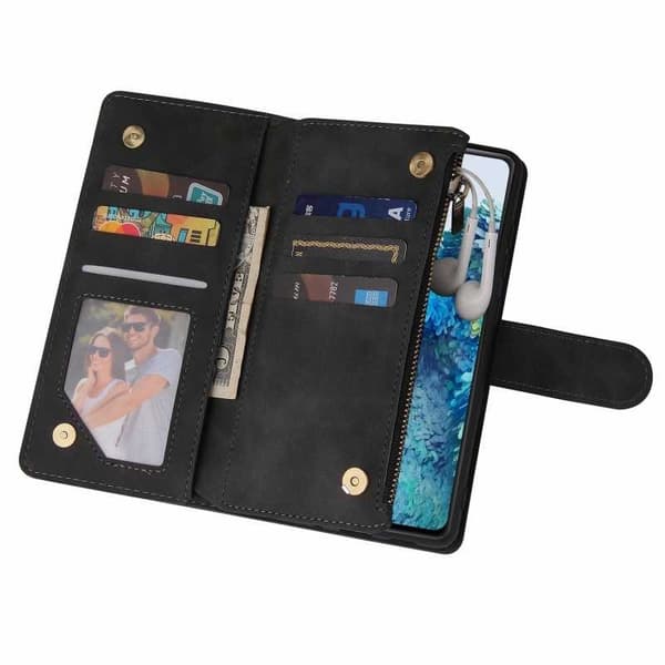 Samsung S20 FE Multifunktionellt Plånboksfodral Zipper 8-Fack Vinröd