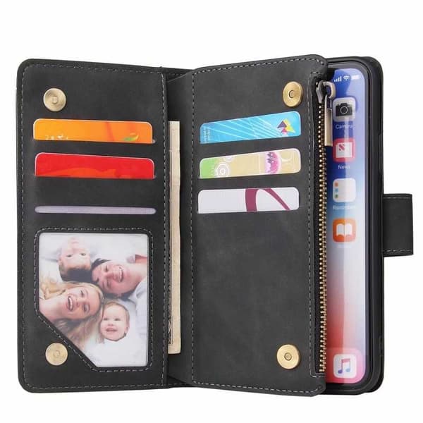 iPhone XS Max Multifunktionellt Plånboksfodral Zipper 8-Fack