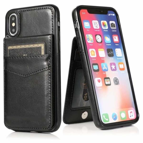 iPhone XS Max Mobil Cover Kortholder 5-SLOT Retro V3 Rosenguld