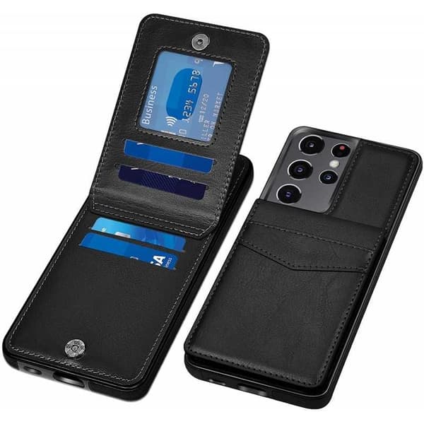 Samsung S21 Ultra Mobile Cover Card Holder 5-SLOT Retro V3 Svart