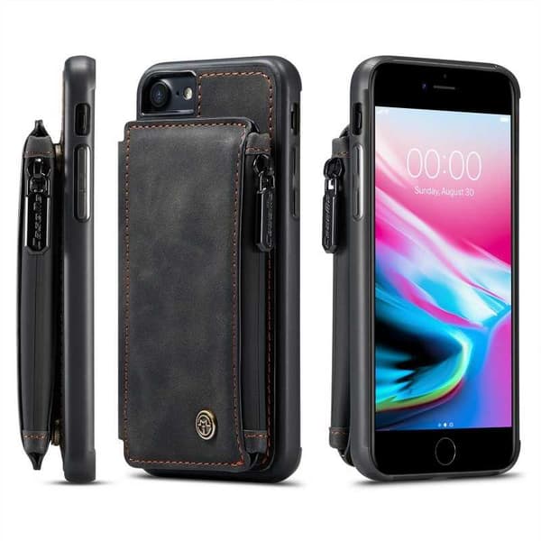 iPhone 7 Skal Korthållare & Dragkedja 4-FACK CaseMe Flippr
