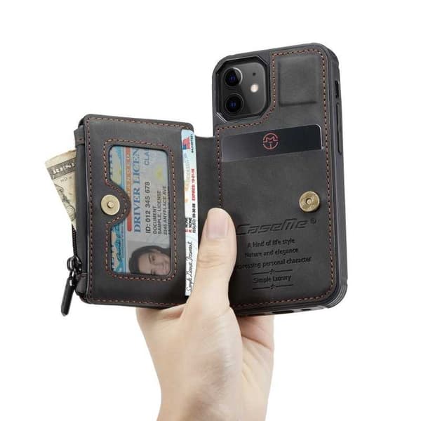 iPhone 12 Mini Skal Korthållare & Dragkedja 3-FACK CaseMe Flippr