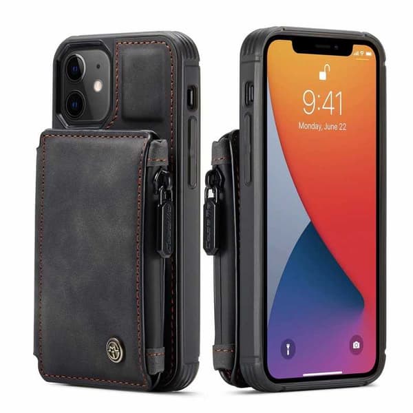 iPhone 12 Mini Skal Korthållare & Dragkedja 3-FACK CaseMe Flippr