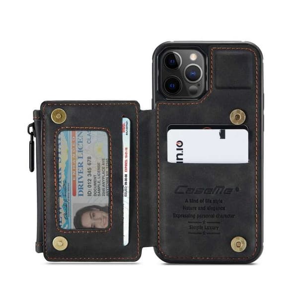 iPhone 12 Pro Cover Kortholder & Lynlås 4-RUMMES CaseMe Flippr