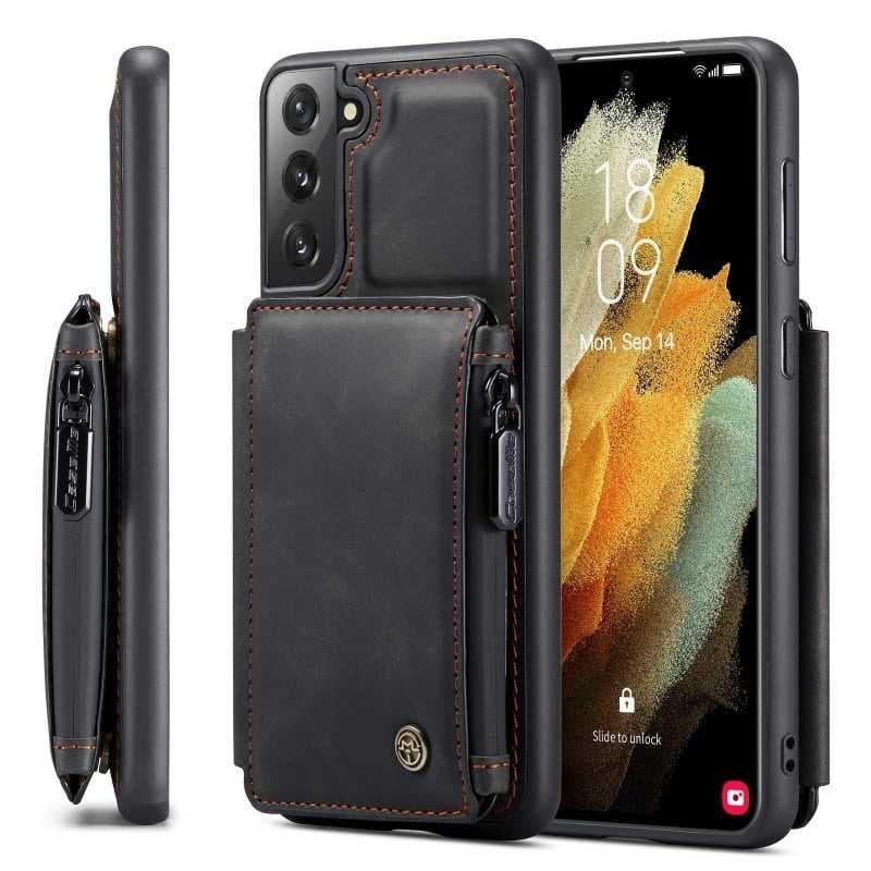 Samsung S21 Skal Korthållare & Dragkedja 4-FACK CaseMe Flippr