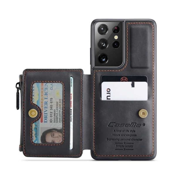 Samsung S21 Ultra Cover Kortholder & Lynlås 4-KOMPARTMENT CaseMe Flippr