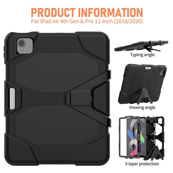 iPad Air 10.9 2020 Suojakuori Heavy Duty Armor Musta