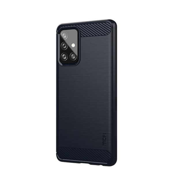 Samsung Galaxy A72 Kuori Harjattu Hiilikuiturakenne Sininen