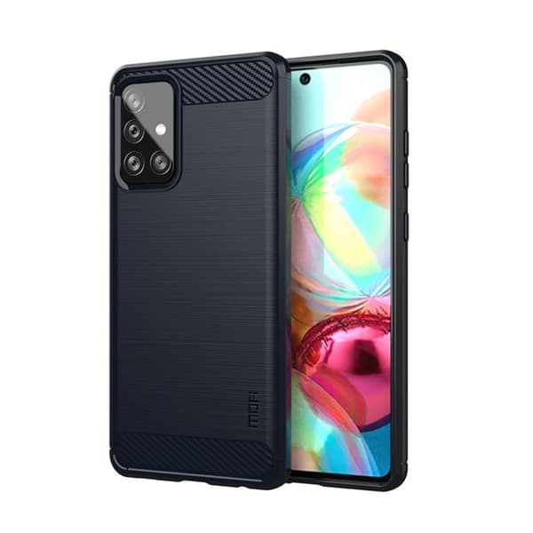 Samsung Galaxy A72 Kuori Harjattu Hiilikuiturakenne Sininen