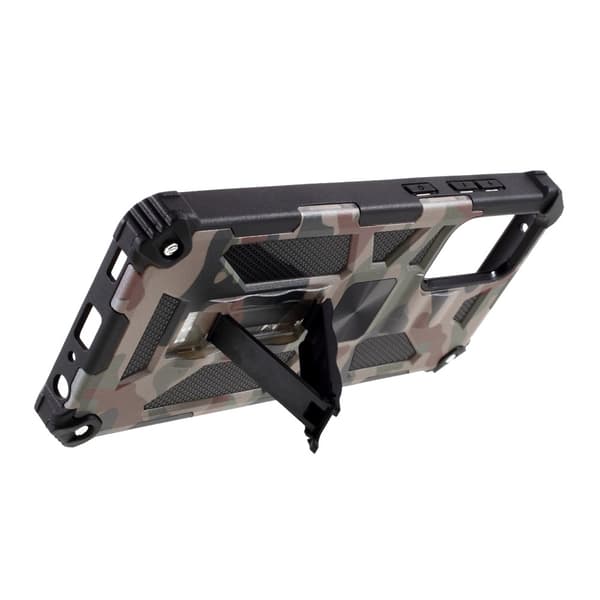 Samsung Galaxy A72 Skal med Metallplatta Stativfunktion Camouflage Grön