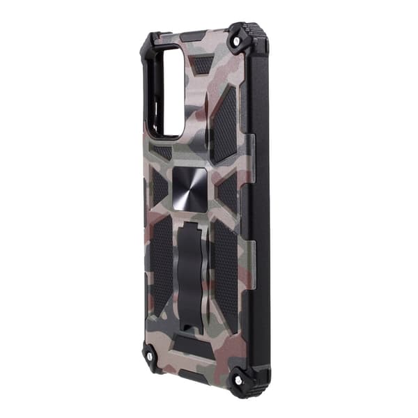 Samsung Galaxy A72 Skal med Metallplatta Stativfunktion Camouflage Grön