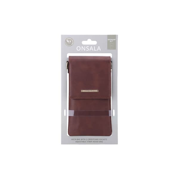 ONSALA Mobiltaske med Halsrem Brun Universal tom 6.7"