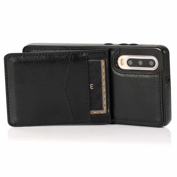 Huawei P30 Lite Mobilskal Korthållare 5-FACK Retro V3 - Svart