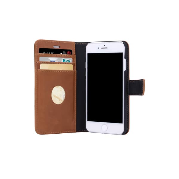 RADICOVER Strålingsbeskyttende Wallet Læder iPhone 6/7/8/SE2020/22 2in1 Magnetcover Brun