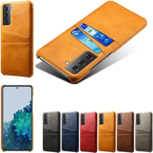 Samsung S21 skal fodral skydd skinn kort visa amex mastercard