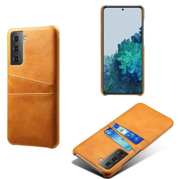Samsung S21 skal fodral skydd skinn kort visa amex mastercard