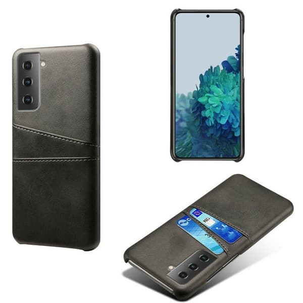 Samsung S21 skal fodral skydd skinn kort visa amex mastercard