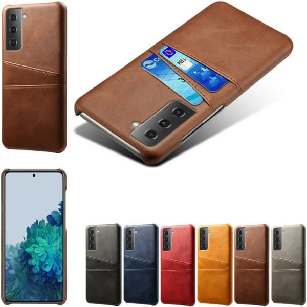 Samsung S21 skal fodral skydd skinn kort visa amex mastercard
